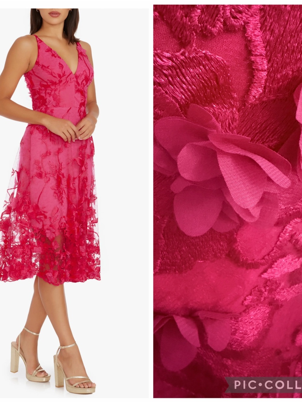 NWOT DRESS THE POPULATION AUDREY Fit & Flare Pink size S Begonia Midi